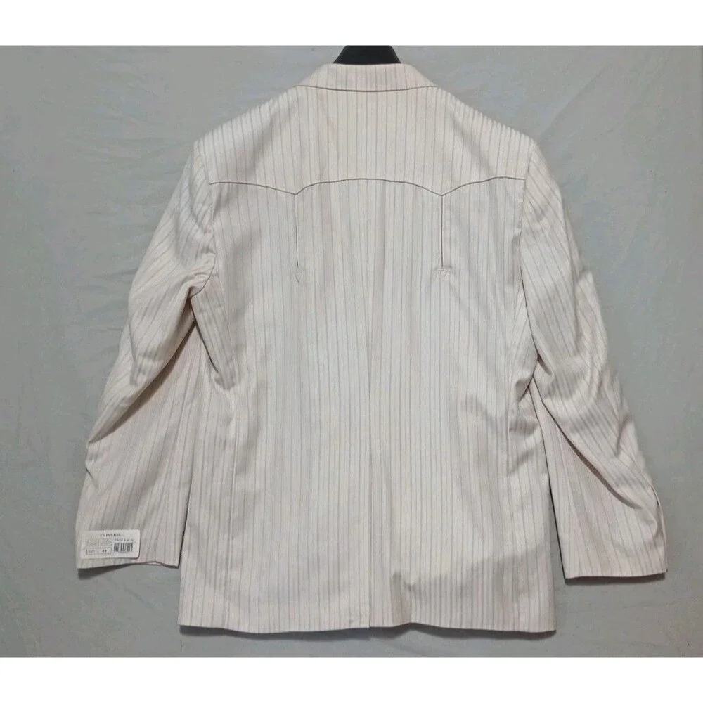 Vintage NOS Twinstone Western Yoke Rockabilly Suit 44/30 Ivory & Blue Stripe